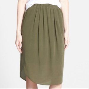 Madewell Green Silk Skirt